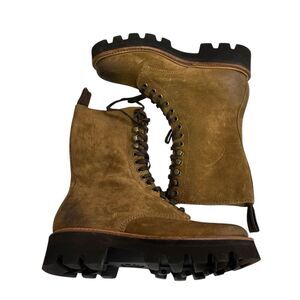 Grenson Mavis Snuff Burnished Suede Lace Up Combat Boots